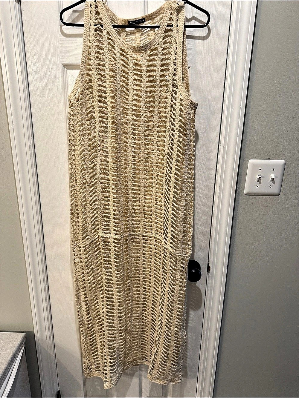 Zara Beige Open Knit Maxi Dress